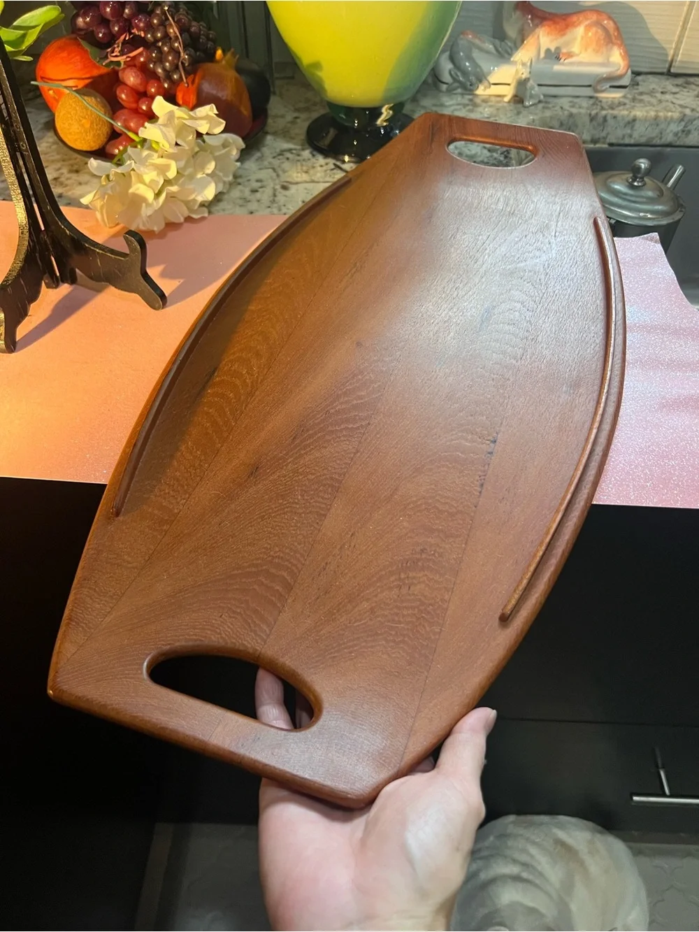 Vintage Dansk Oval Surfboard shaped teakwood Serving Tray